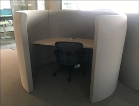 Bureau Cosy acoustique 180 × 100 × 70 cm – érable, tissu gris