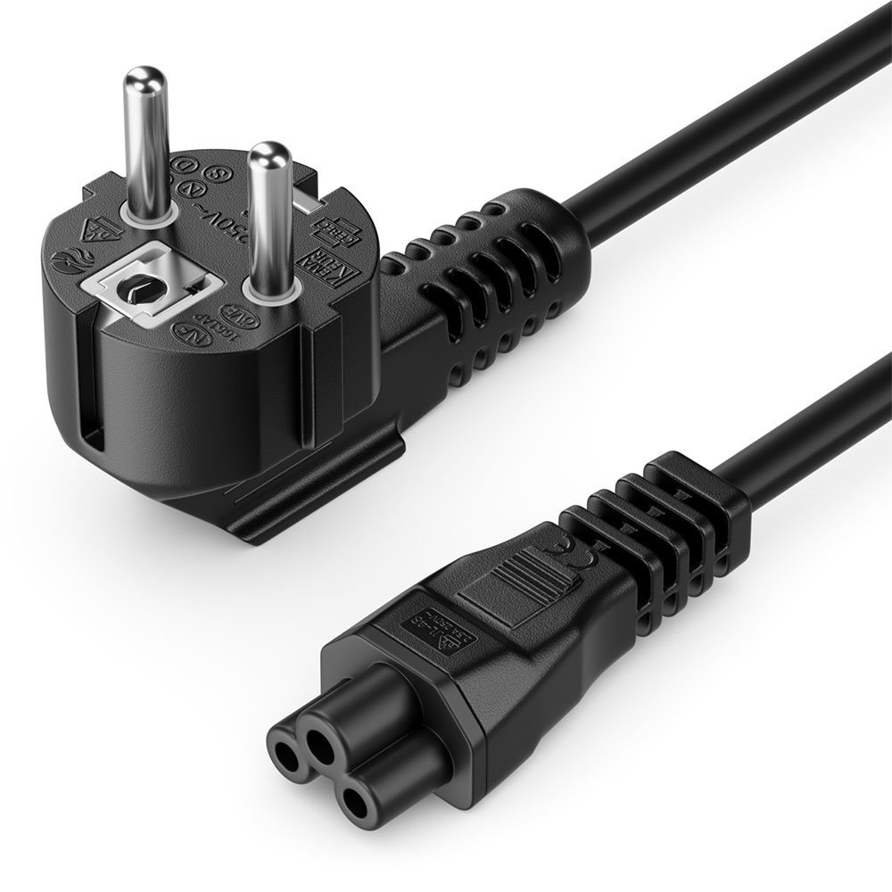 Kabel Netz 3 pol. SchuKo -> Kleeblatt abgewinkelt 0.8m black